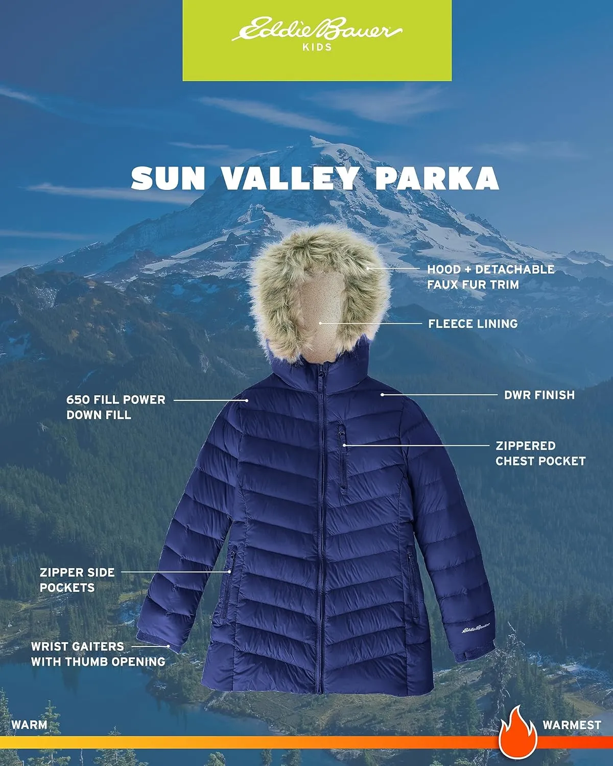 Eddie Bauer Girl's Long Parka Jacket - Down Bubble Coat with Fur Hood for Girls (3-16)