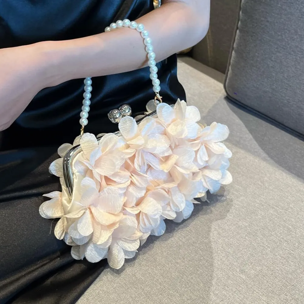 Elegant Evening Clutch Purse, Small Floral Clutch Bag with Detachable Chain for Wedding, Party, Prom