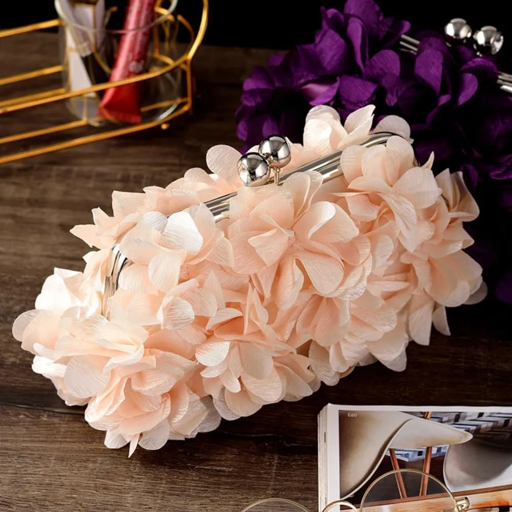 Elegant Evening Clutch Purse, Small Floral Clutch Bag with Detachable Chain for Wedding, Party, Prom