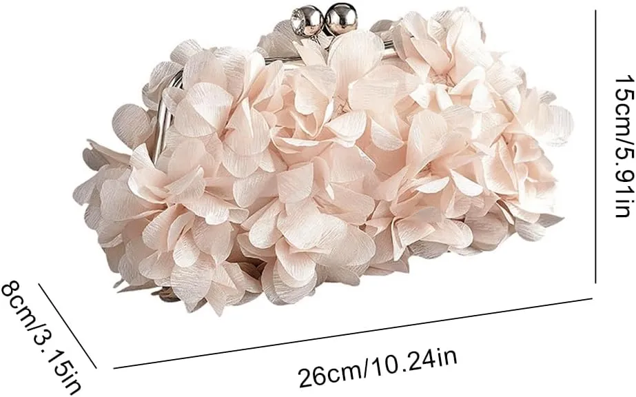 Elegant Evening Clutch Purse, Small Floral Clutch Bag with Detachable Chain for Wedding, Party, Prom
