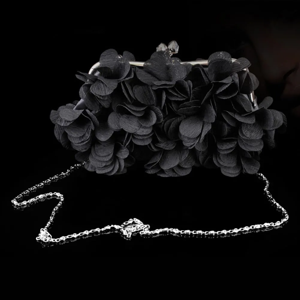 Elegant Evening Clutch Purse, Small Floral Clutch Bag with Detachable Chain for Wedding, Party, Prom
