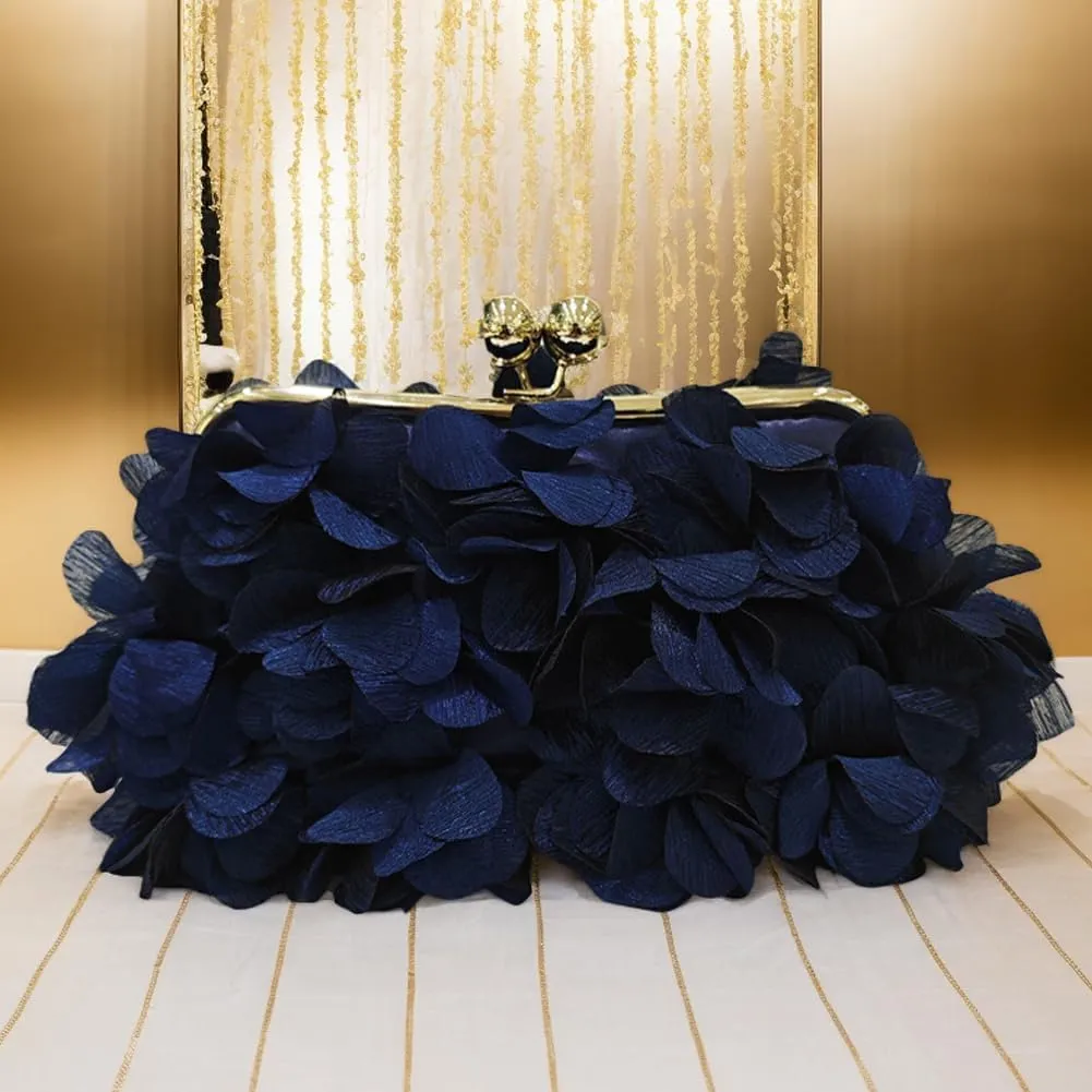 Elegant Evening Clutch Purse, Small Floral Clutch Bag with Detachable Chain for Wedding, Party, Prom