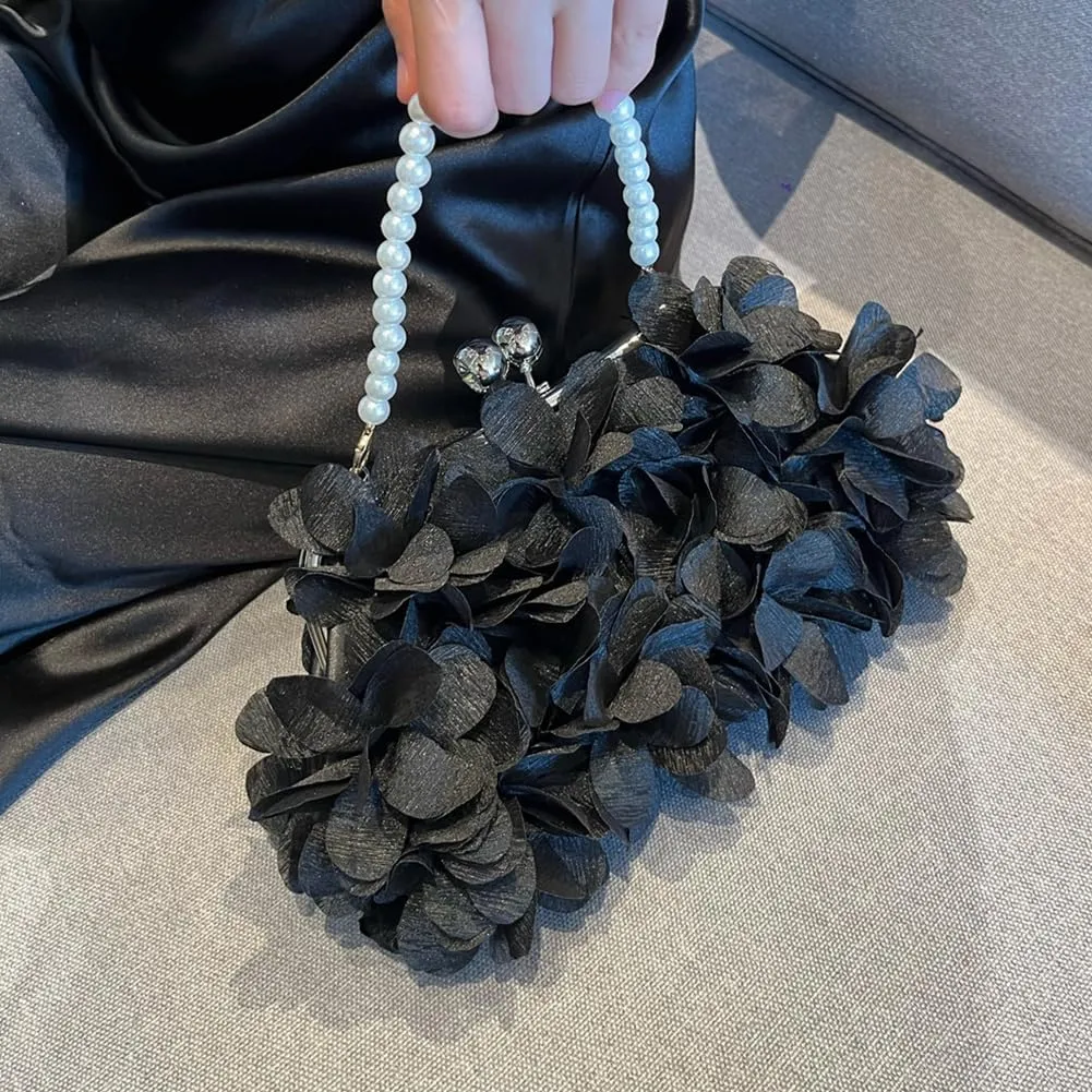 Elegant Evening Clutch Purse, Small Floral Clutch Bag with Detachable Chain for Wedding, Party, Prom