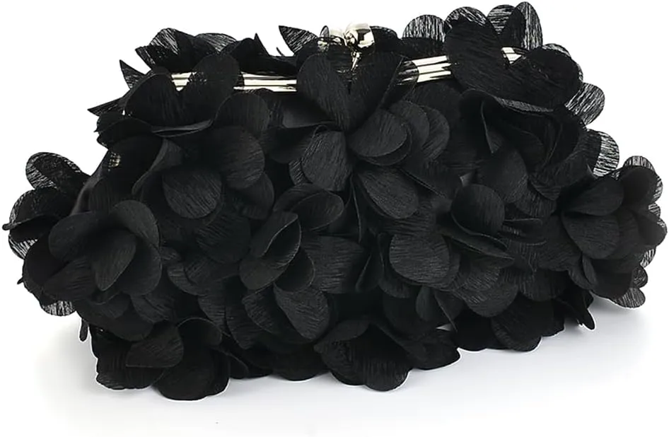 Elegant Evening Clutch Purse, Small Floral Clutch Bag with Detachable Chain for Wedding, Party, Prom