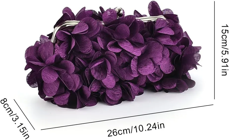 Elegant Evening Clutch Purse, Small Floral Clutch Bag with Detachable Chain for Wedding, Party, Prom