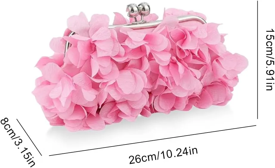 Elegant Evening Clutch Purse, Small Floral Clutch Bag with Detachable Chain for Wedding, Party, Prom