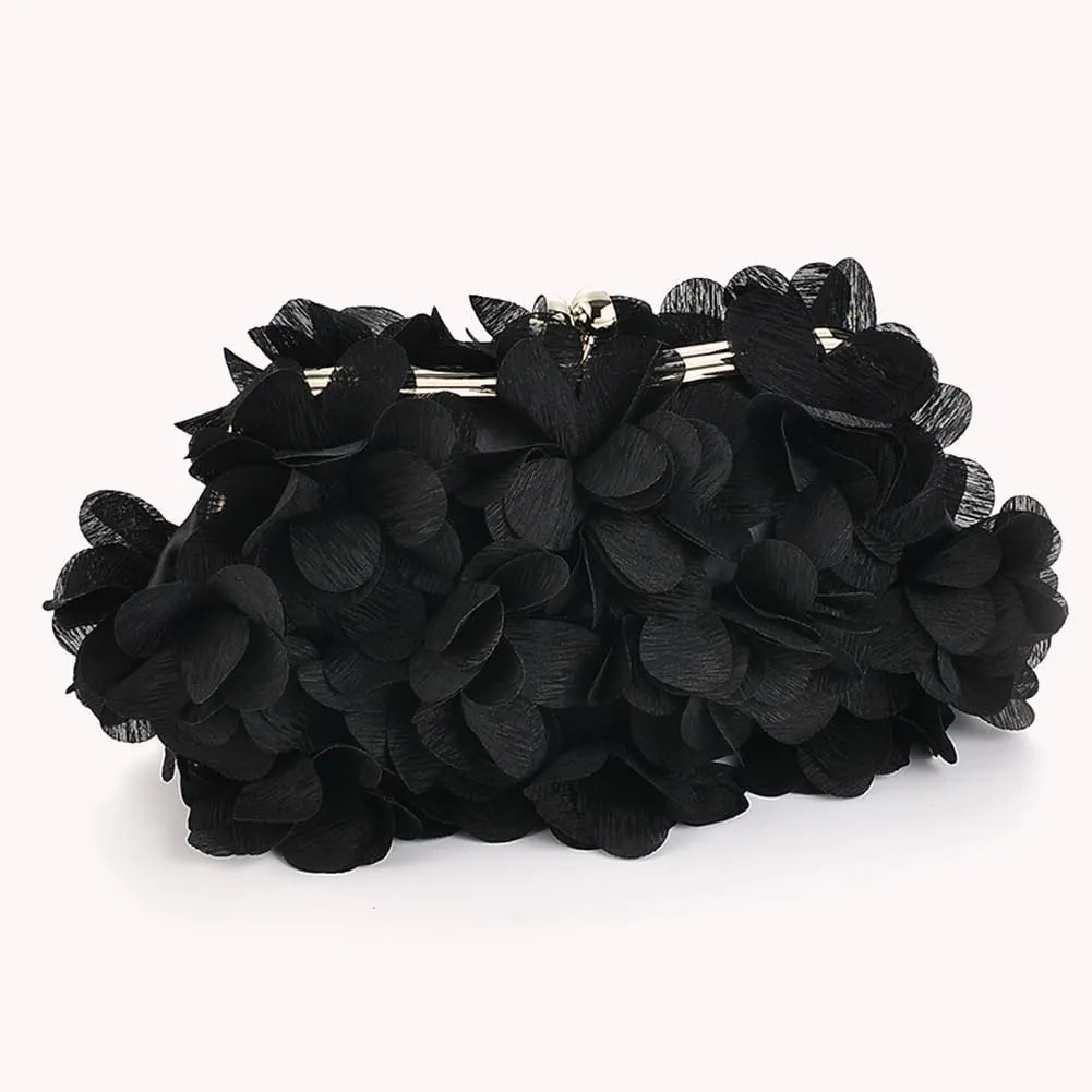 Elegant Evening Clutch Purse, Small Floral Clutch Bag with Detachable Chain for Wedding, Party, Prom