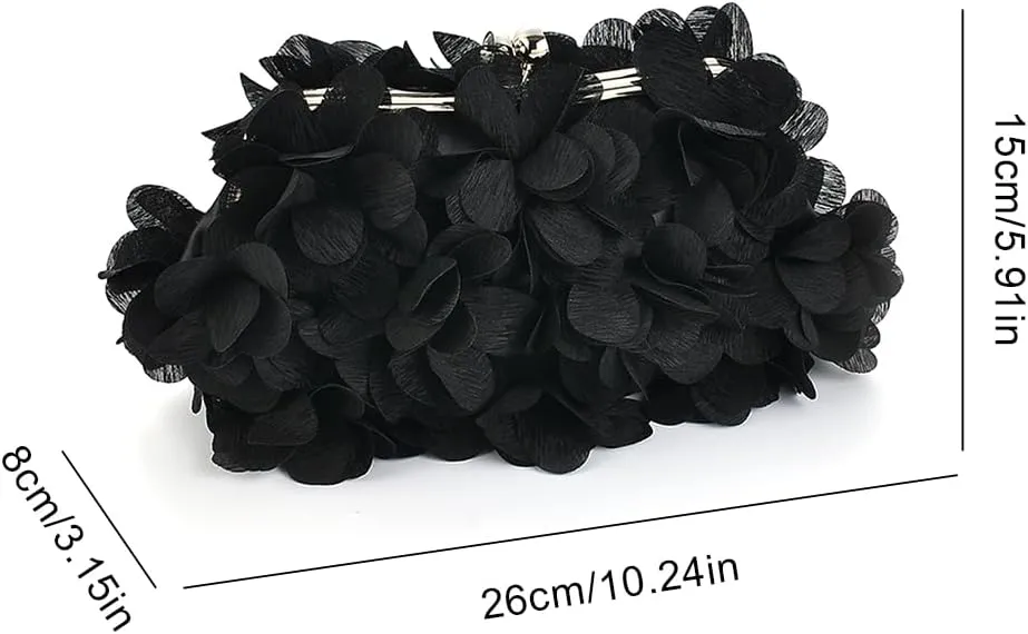 Elegant Evening Clutch Purse, Small Floral Clutch Bag with Detachable Chain for Wedding, Party, Prom