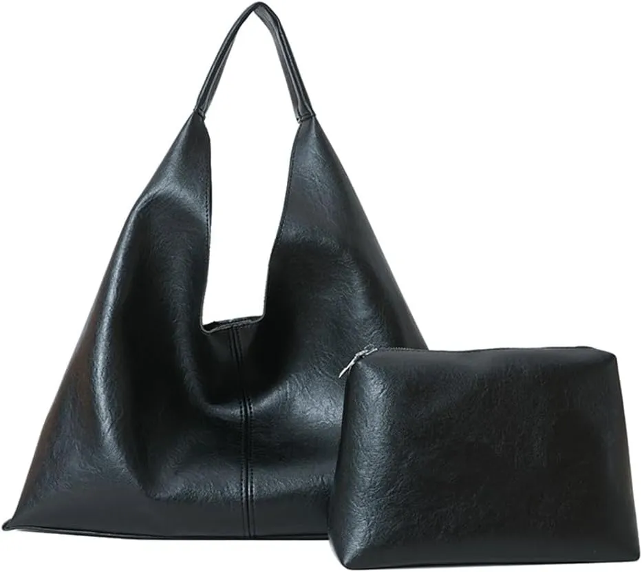 Elegant Shoulder Bags for Women, Large Capacity Handbags, Retro PU Leather Shoulder Wallet, Work Tote Bag 2pcs
