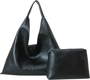 Elegant Shoulder Bags for Women, Large Capacity Handbags, Retro PU Leather Shoulder Wallet, Work Tote Bag 2pcs