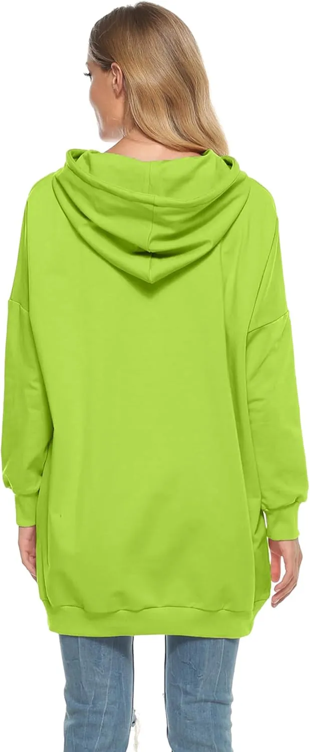 Famulily Womens Oversized Hoodie Extra Long Hooded Tunic Sweatshirt with Pockets
