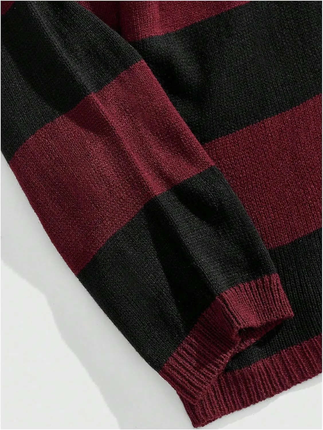 Floerns Men's Striped Pullover Sweater Colorblock Crew Neck Knit Casual Tops