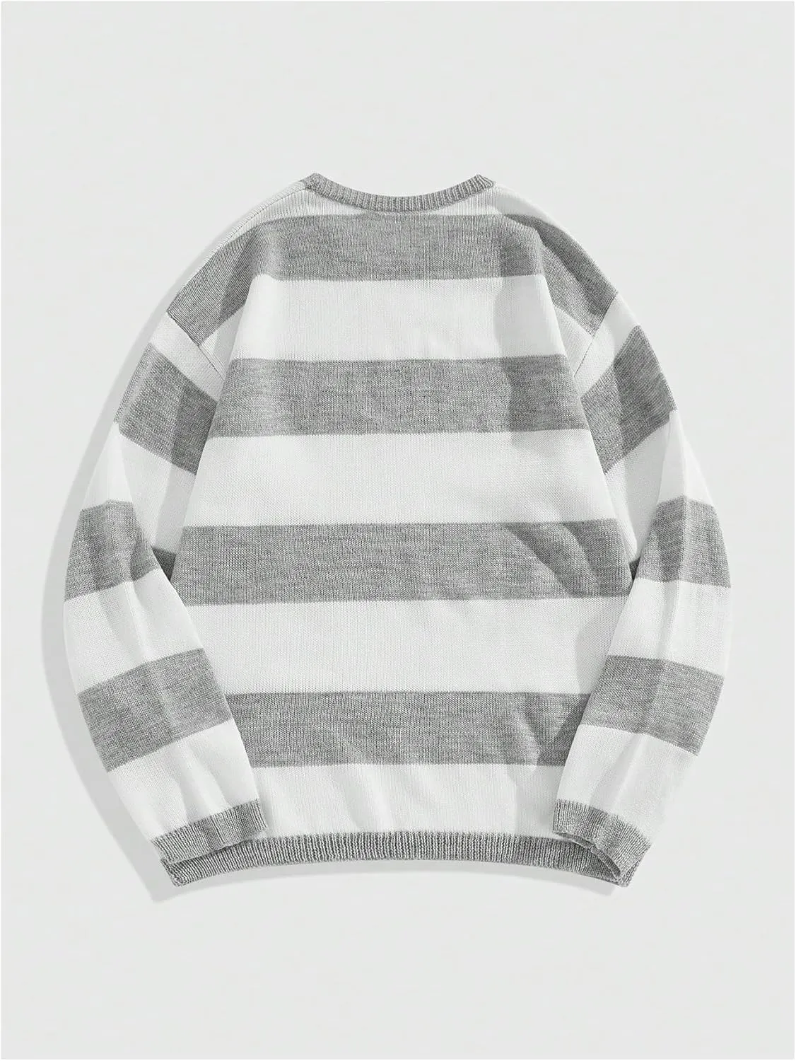 Floerns Men's Striped Pullover Sweater Colorblock Crew Neck Knit Casual Tops