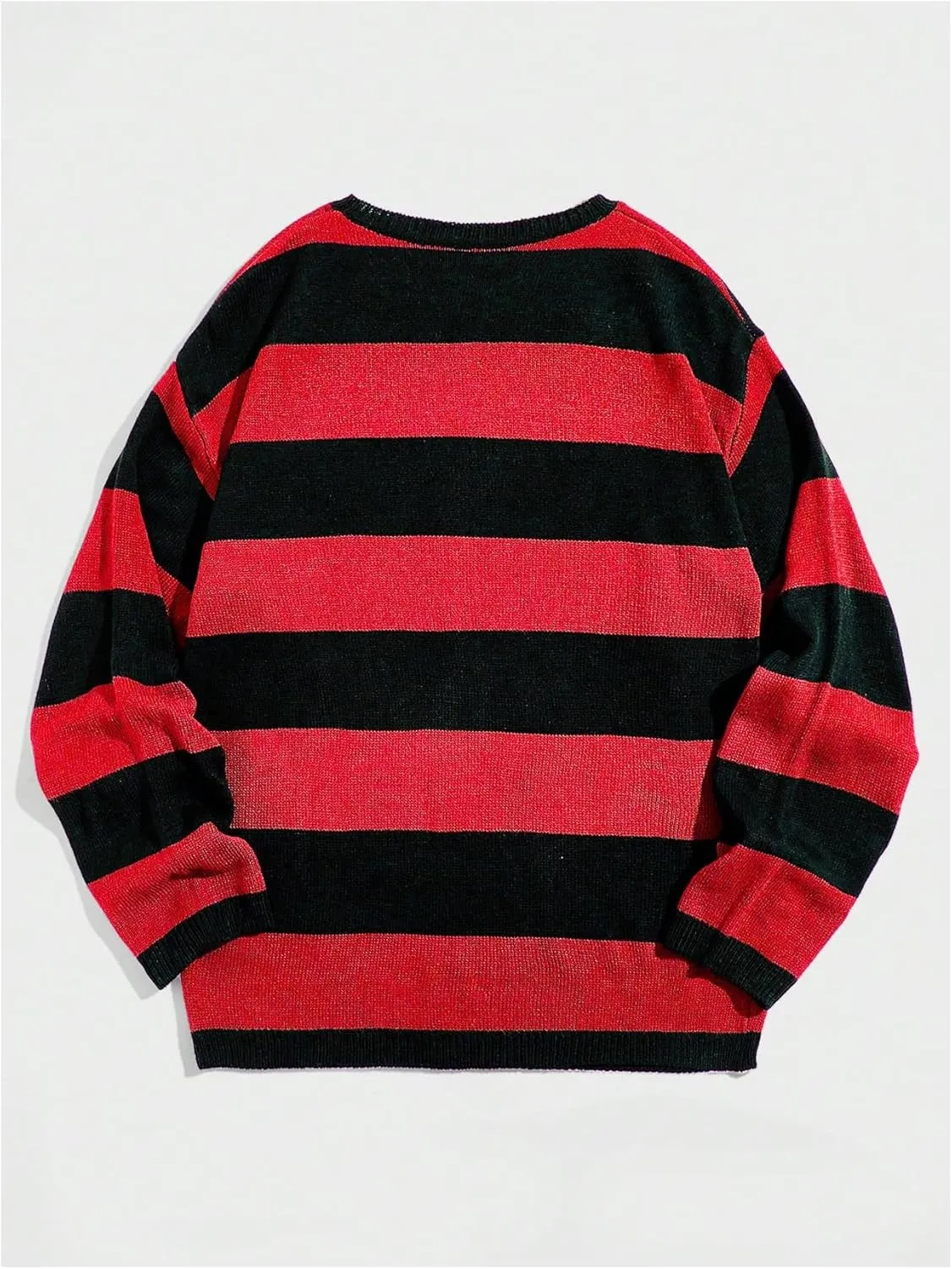 Floerns Men's Striped Pullover Sweater Colorblock Crew Neck Knit Casual Tops