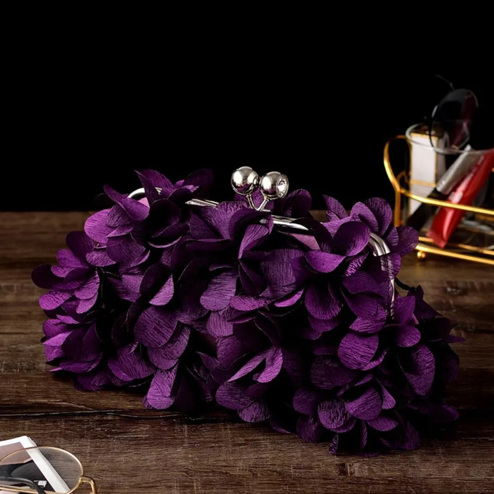 Flower Evening Clutch Purse Elegant Handbag Solid Color Artificial Flowers Handbag Stylish Crossbody Bag Chic Hobo B