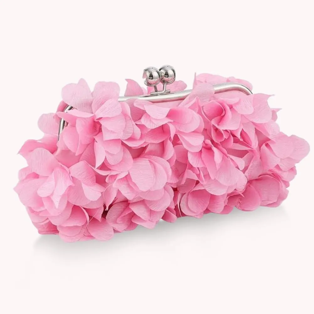 Flower Evening Clutch Purse Elegant Handbag Solid Color Artificial Flowers Handbag Stylish Crossbody Bag Chic Hobo B
