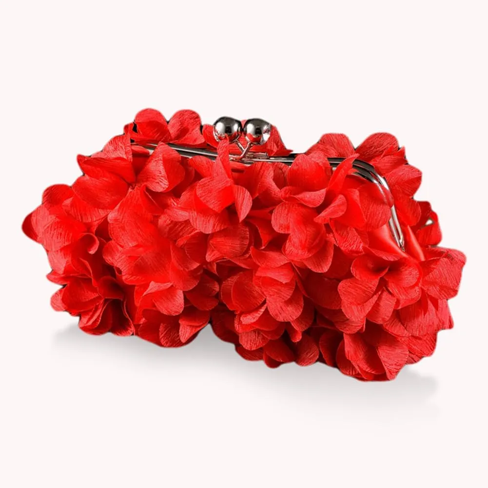 Flower Evening Clutch Purse Elegant Handbag Solid Color Artificial Flowers Handbag Stylish Crossbody Bag Chic Hobo B