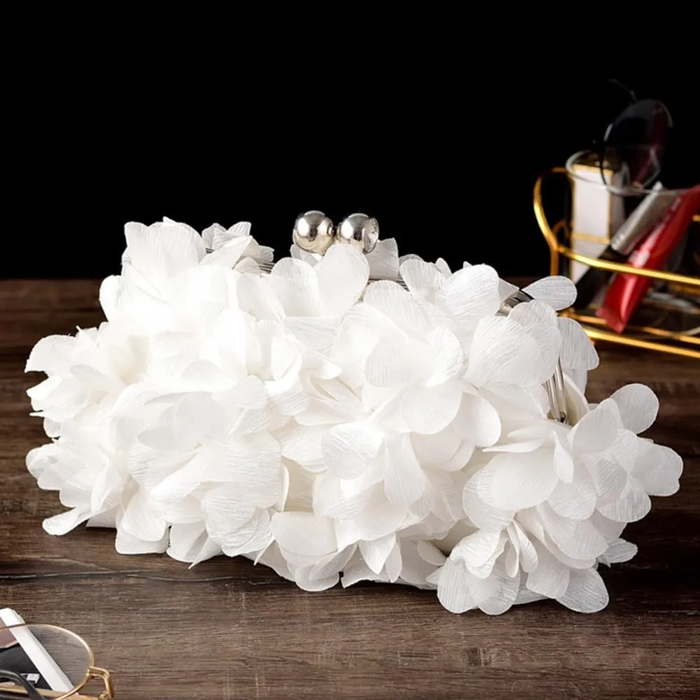 Flower Evening Clutch Purse Elegant Handbag Solid Color Artificial Flowers Handbag Stylish Crossbody Bag Chic Hobo B