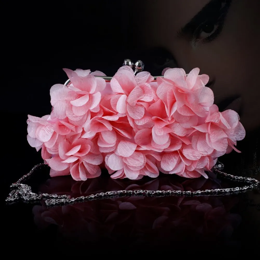 Flower Evening Clutch Purse Elegant Handbag Solid Color Artificial Flowers Handbag Stylish Crossbody Bag Chic Hobo B