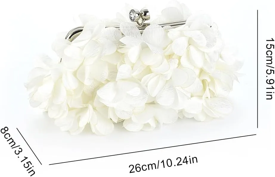 Flower Evening Clutch Purse Elegant Handbag Solid Color Artificial Flowers Handbag Stylish Crossbody Bag Chic Hobo B