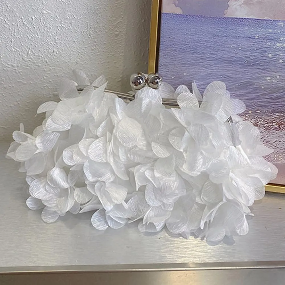Flower Evening Clutch Purse Elegant Handbag Solid Color Artificial Flowers Handbag Stylish Crossbody Bag Chic Hobo B