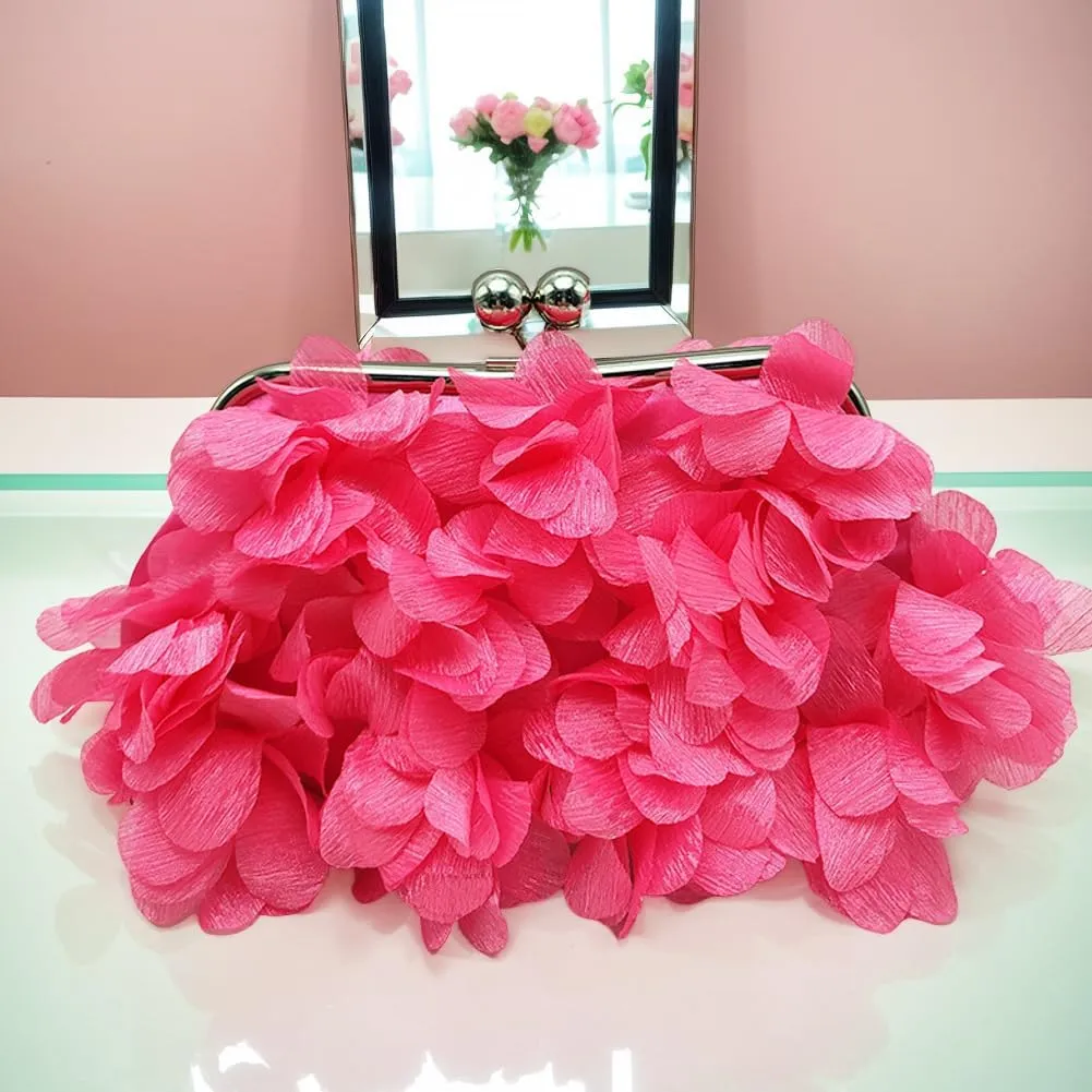 Flower Evening Clutch Purse Elegant Handbag Solid Color Artificial Flowers Handbag Stylish Crossbody Bag Chic Hobo B