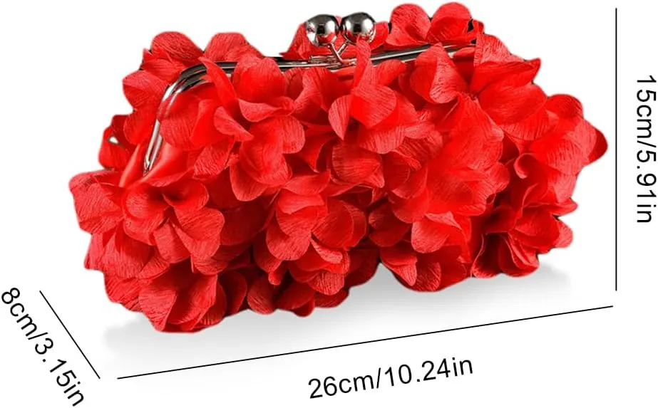 Flower Evening Clutch Purse Elegant Handbag Solid Color Artificial Flowers Handbag Stylish Crossbody Bag Chic Hobo B