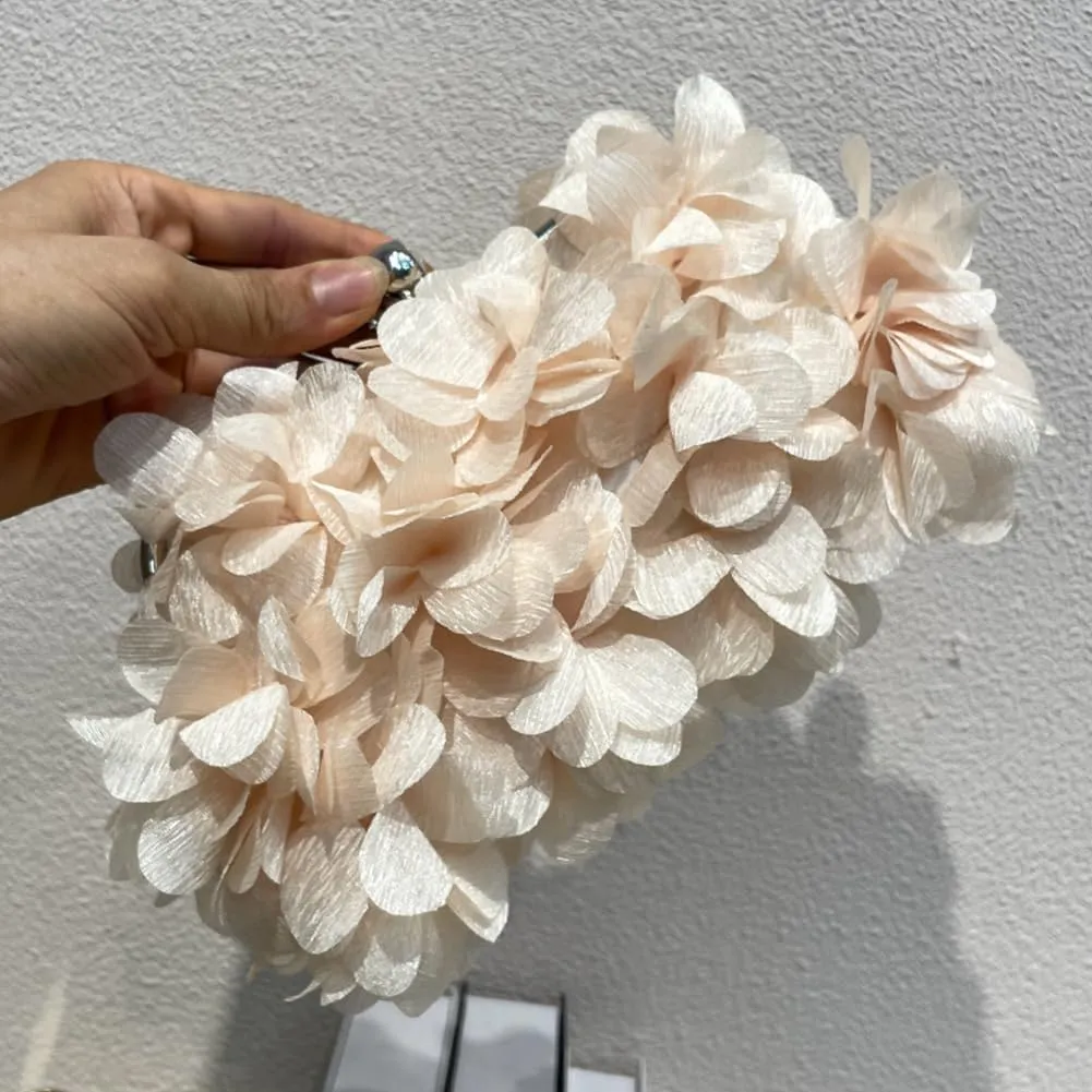 Flower Evening Clutch Purse Elegant Handbag Solid Color Artificial Flowers Handbag Stylish Crossbody Bag Chic Hobo B