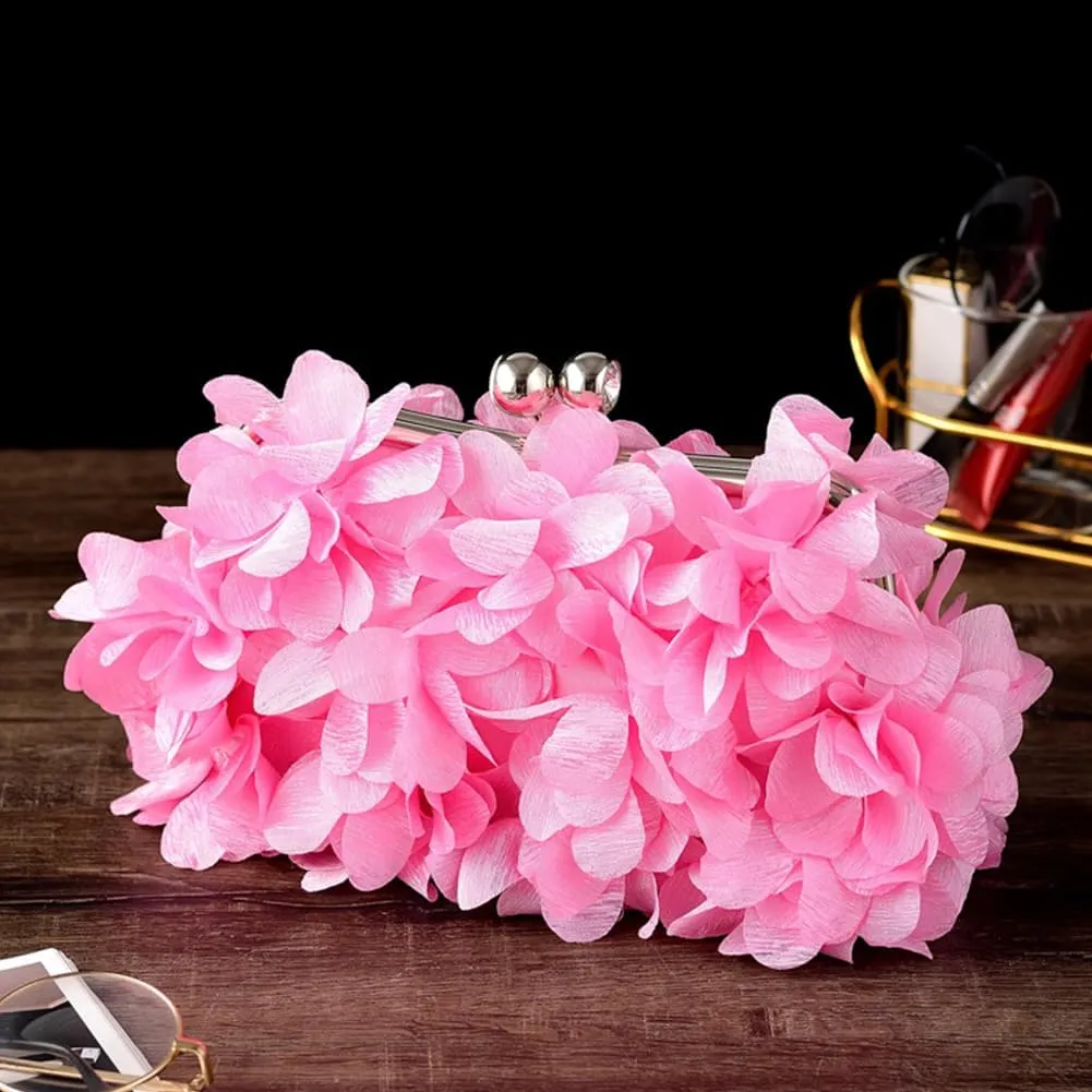 Flower Evening Clutch Purse Elegant Handbag Solid Color Artificial Flowers Handbag Stylish Crossbody Bag Chic Hobo B