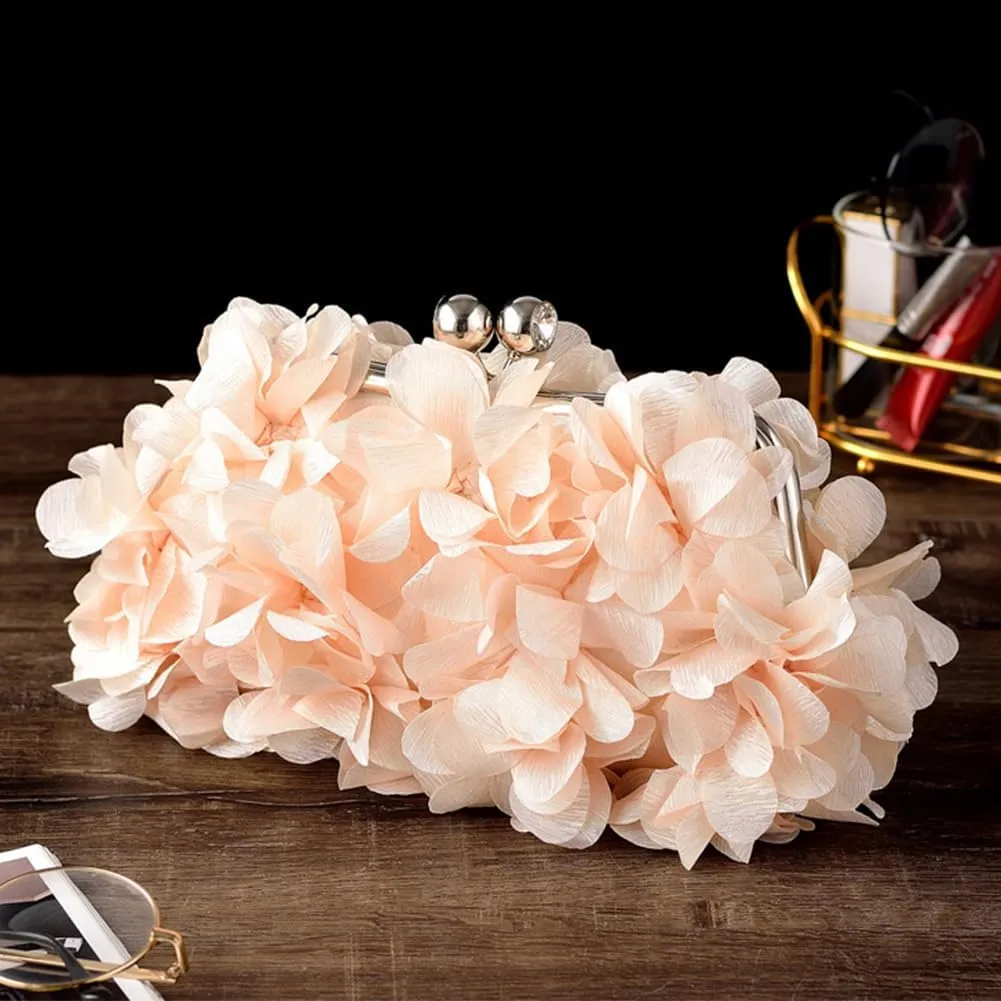 Flower Evening Clutch Purse Elegant Handbag Solid Color Artificial Flowers Handbag Stylish Crossbody Bag Chic Hobo B