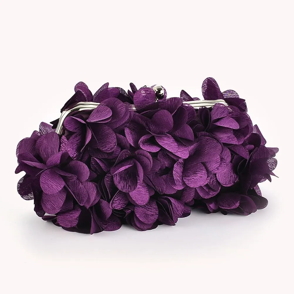 Flower Evening Clutch Purse Elegant Handbag Solid Color Artificial Flowers Handbag Stylish Crossbody Bag Chic Hobo B