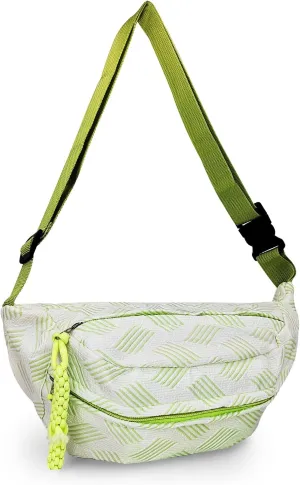 FuninCrea Fanny Packs for Women, Large Anti Theft Chest Bag Crossbody Bags for Women Travel Sport Workout Lightweight 2 Pockets Running Hiking Waist Pack Running Belt Sling Bag for Women (Green)