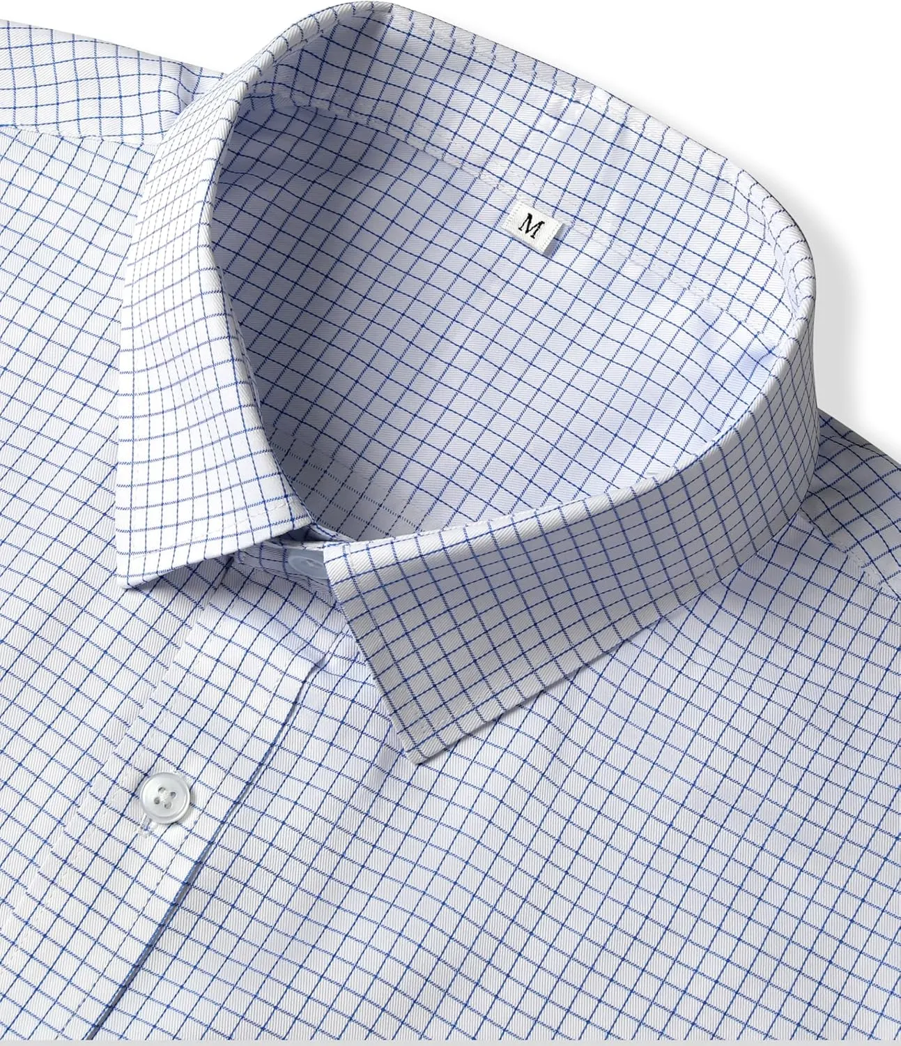 GIANEN Mens Grade 4 Wrinkle-Resistant Plaid Button-Down Cotton Long Sleeve Regular Fit Gingham Dress Shirts