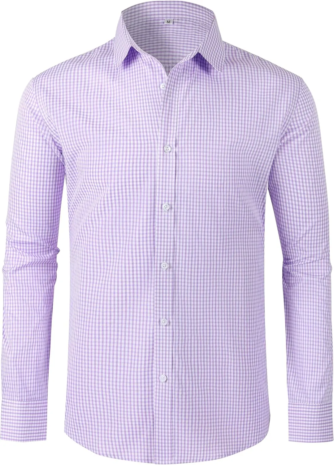 GIANEN Mens Grade 4 Wrinkle-Resistant Plaid Button-Down Cotton Long Sleeve Regular Fit Gingham Dress Shirts