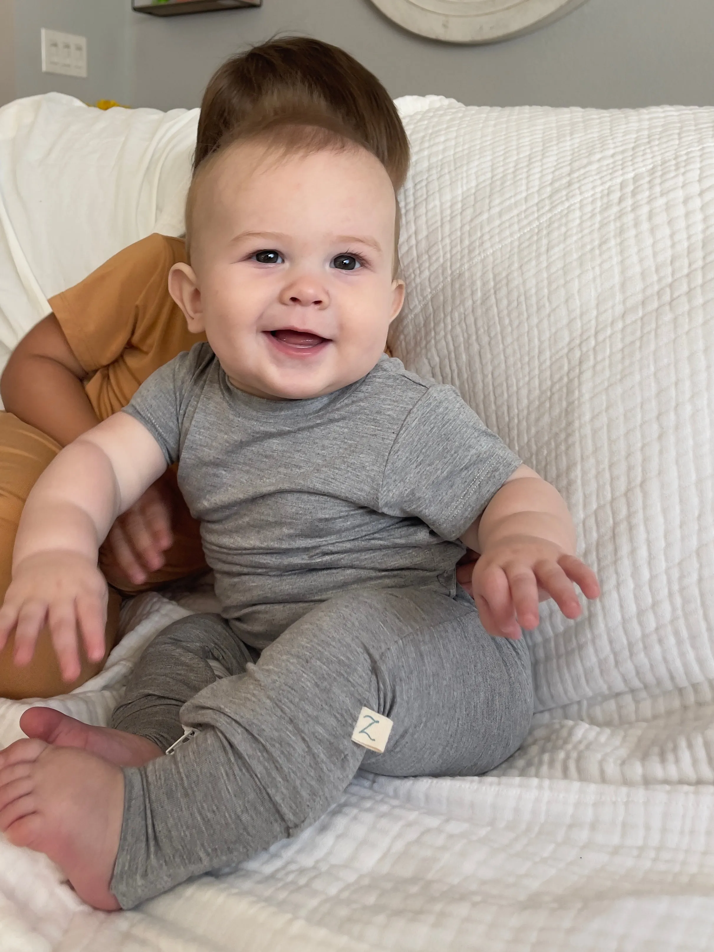 Grey Bamboo Lyocell Zip Romper