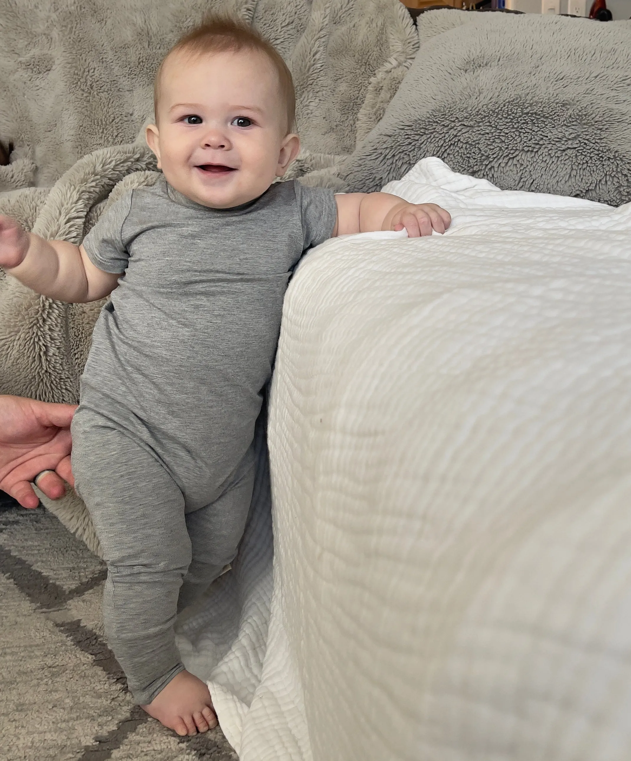 Grey Bamboo Lyocell Zip Romper