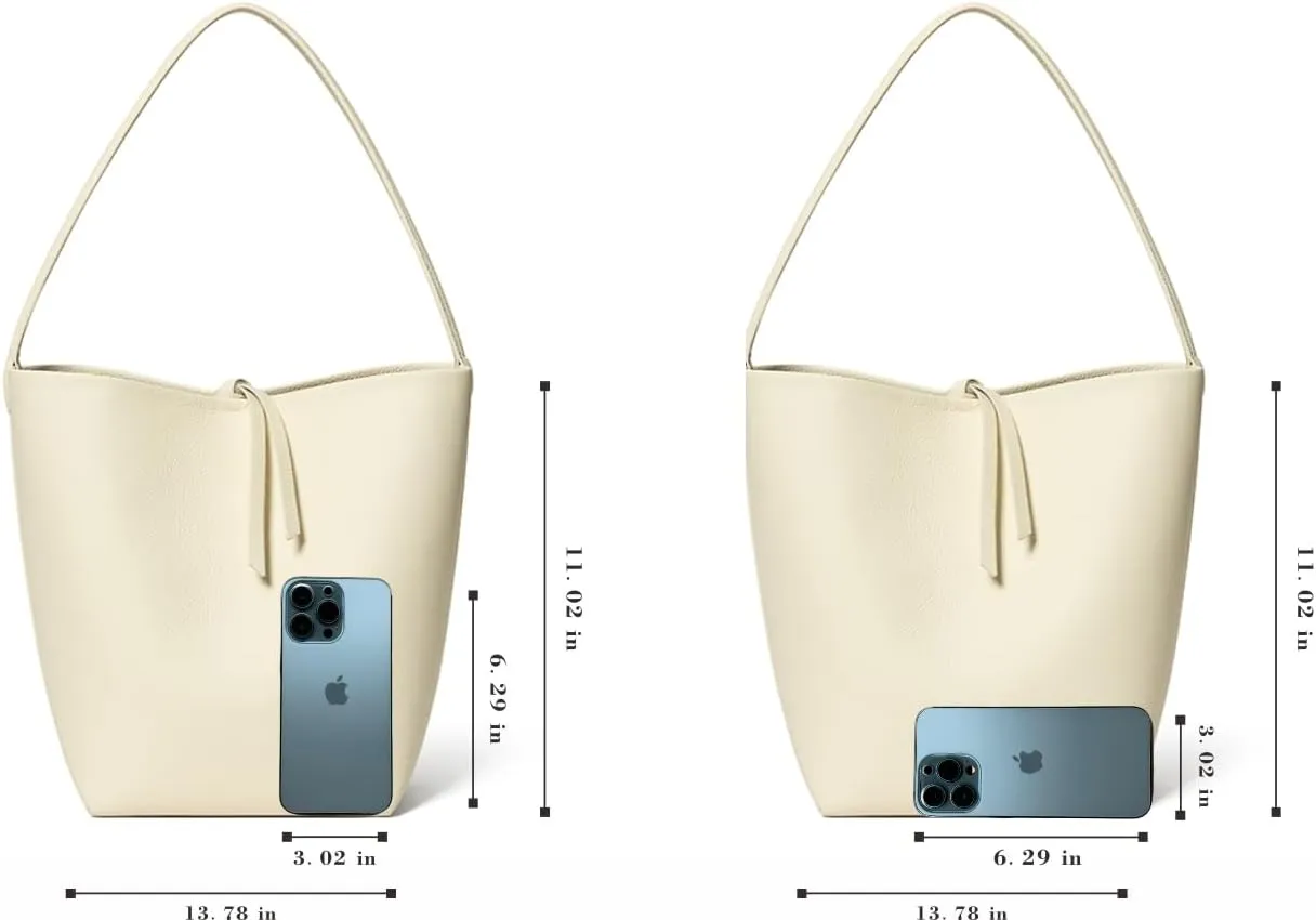 Handcrafted Leather Bucket Bag, First Layer Pebble-grained Carfskin