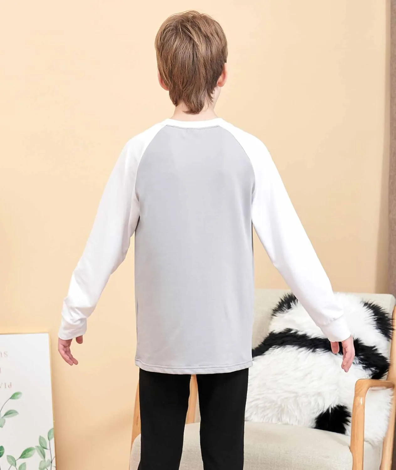 HIBETY Boy's 3 Pack Fleece Lined Long Sleeve Sweatshirts, UPF 50  Sun Protection Athletic Shirts for Kids