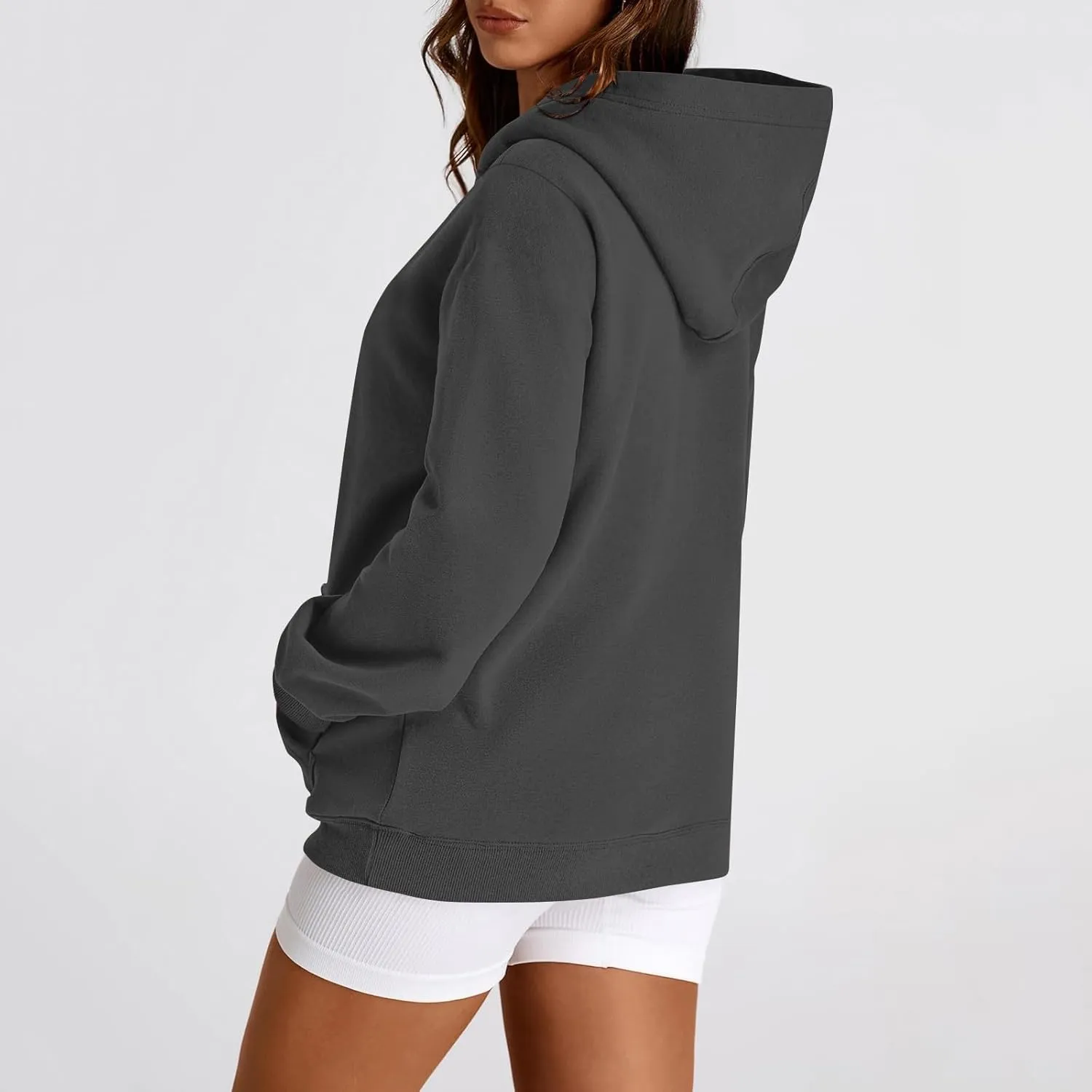 Hoodies for Women Fleece Lined Long Sleeve Hooded Sweatshirt Loose Fit Casual Hoodies Pullover with Pockets Fall Clothes
