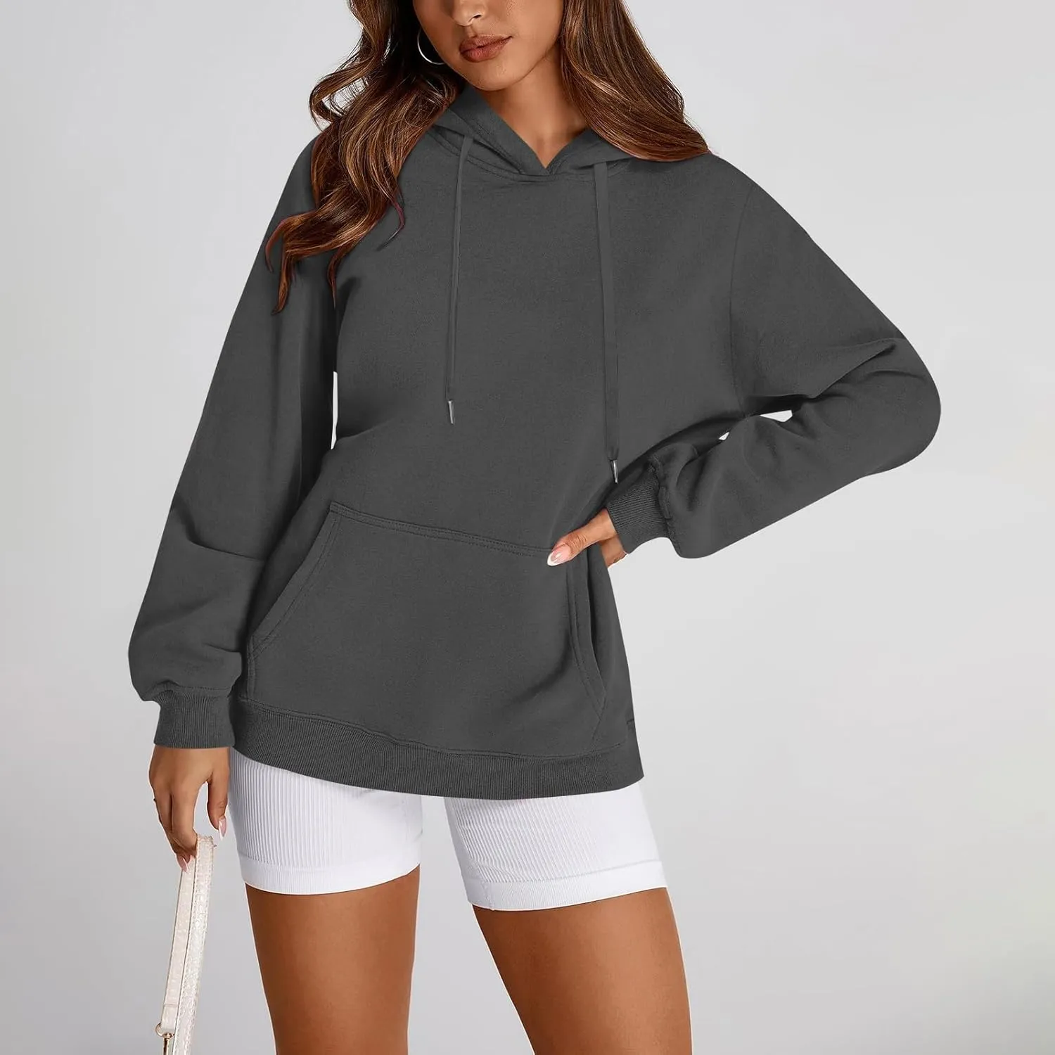 Hoodies for Women Fleece Lined Long Sleeve Hooded Sweatshirt Loose Fit Casual Hoodies Pullover with Pockets Fall Clothes
