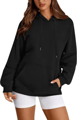 Hoodies for Women Fleece Lined Long Sleeve Hooded Sweatshirt Loose Fit Casual Hoodies Pullover with Pockets Fall Clothes