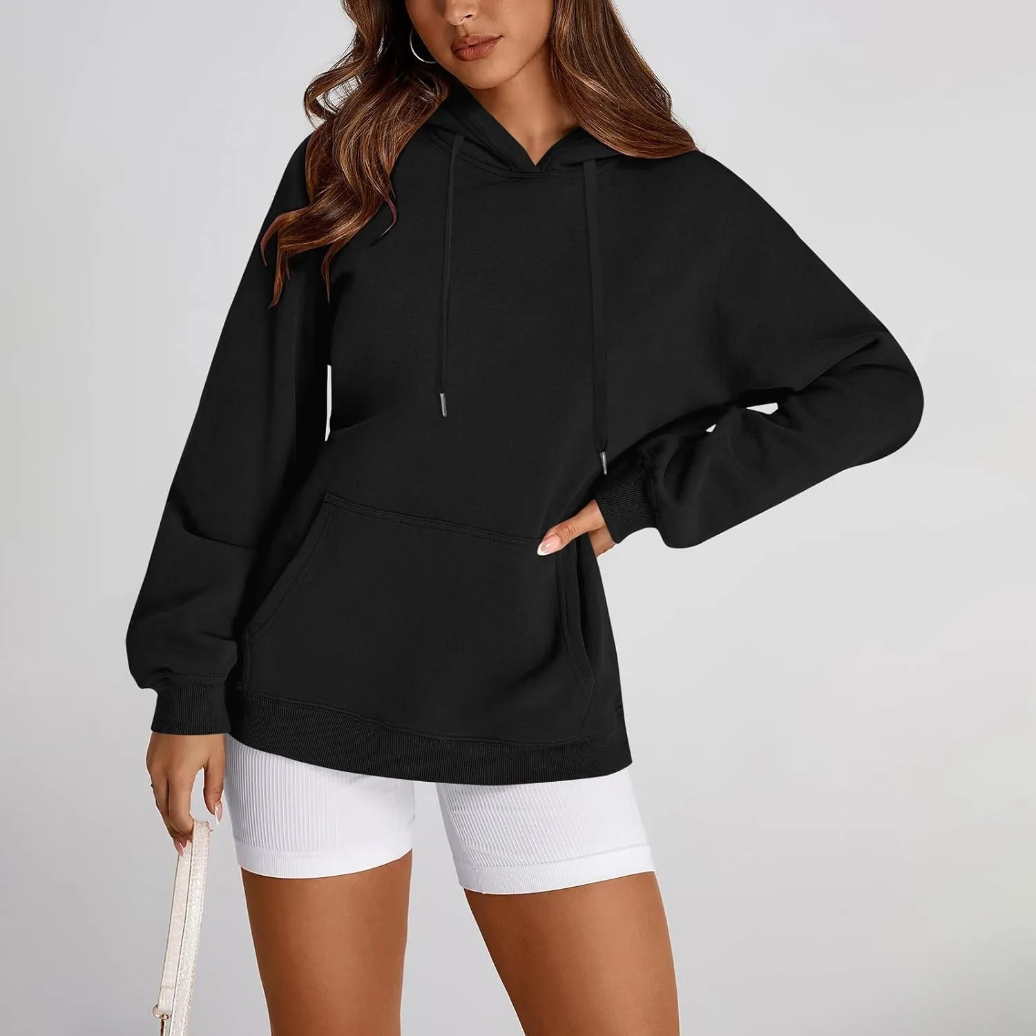 Hoodies for Women Fleece Lined Long Sleeve Hooded Sweatshirt Loose Fit Casual Hoodies Pullover with Pockets Fall Clothes