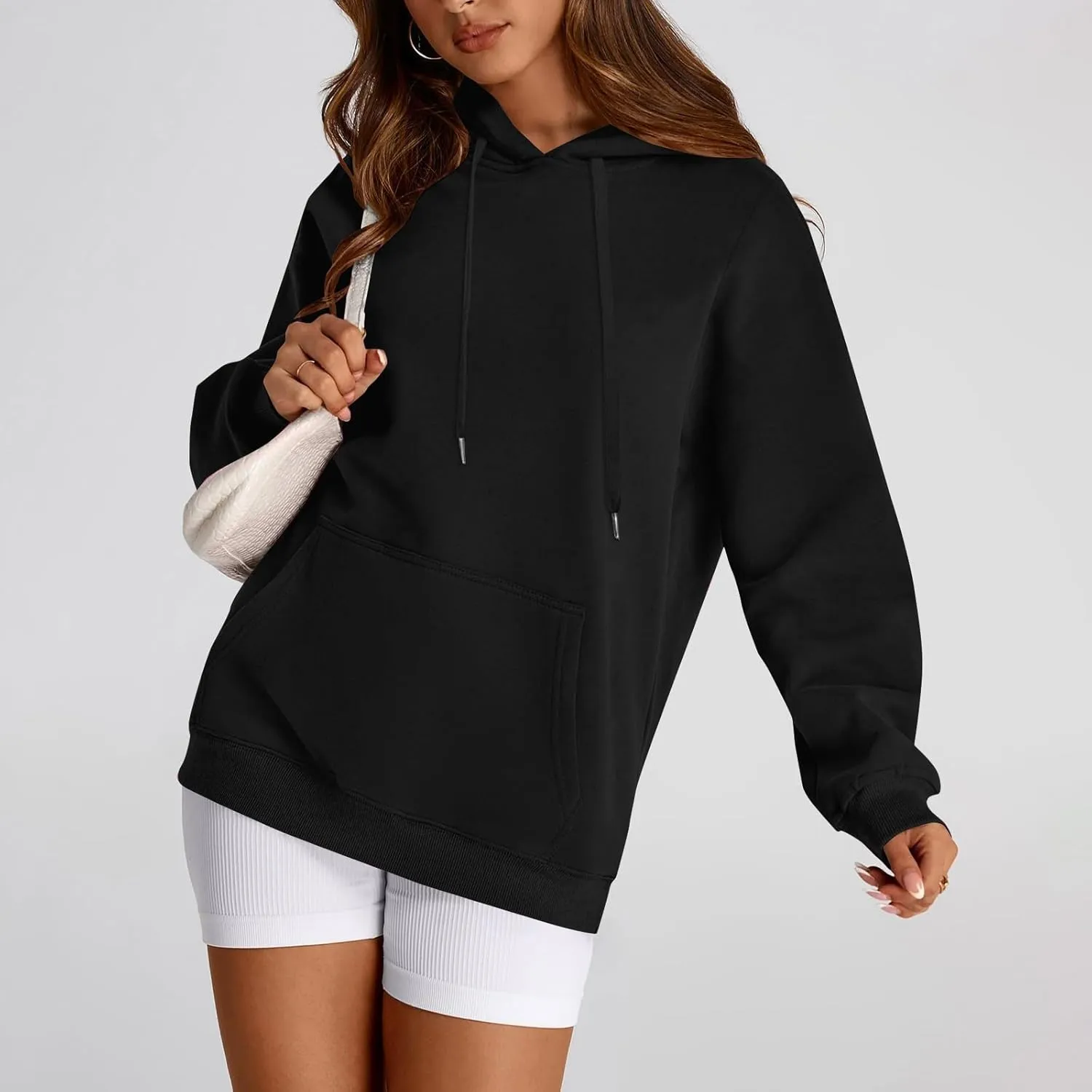 Hoodies for Women Fleece Lined Long Sleeve Hooded Sweatshirt Loose Fit Casual Hoodies Pullover with Pockets Fall Clothes