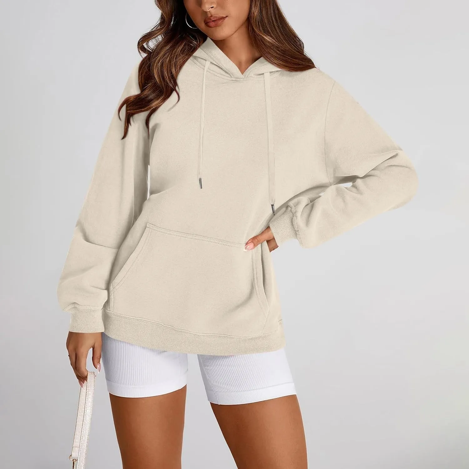 Hoodies for Women Fleece Lined Long Sleeve Hooded Sweatshirt Loose Fit Casual Hoodies Pullover with Pockets Fall Clothes