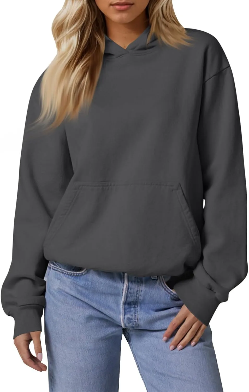 Hoodies for Women Fleece Lined Long Sleeve Hoodies Pullover Loose Fit Casual Hooded Sweatshirt with Pockets Fall Clothes