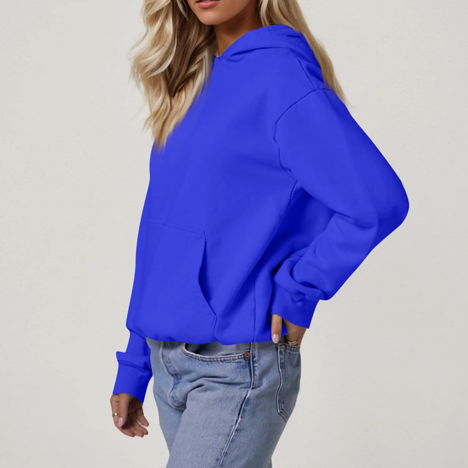 Hoodies for Women Fleece Lined Long Sleeve Hoodies Pullover Loose Fit Casual Hooded Sweatshirt with Pockets Fall Clothes