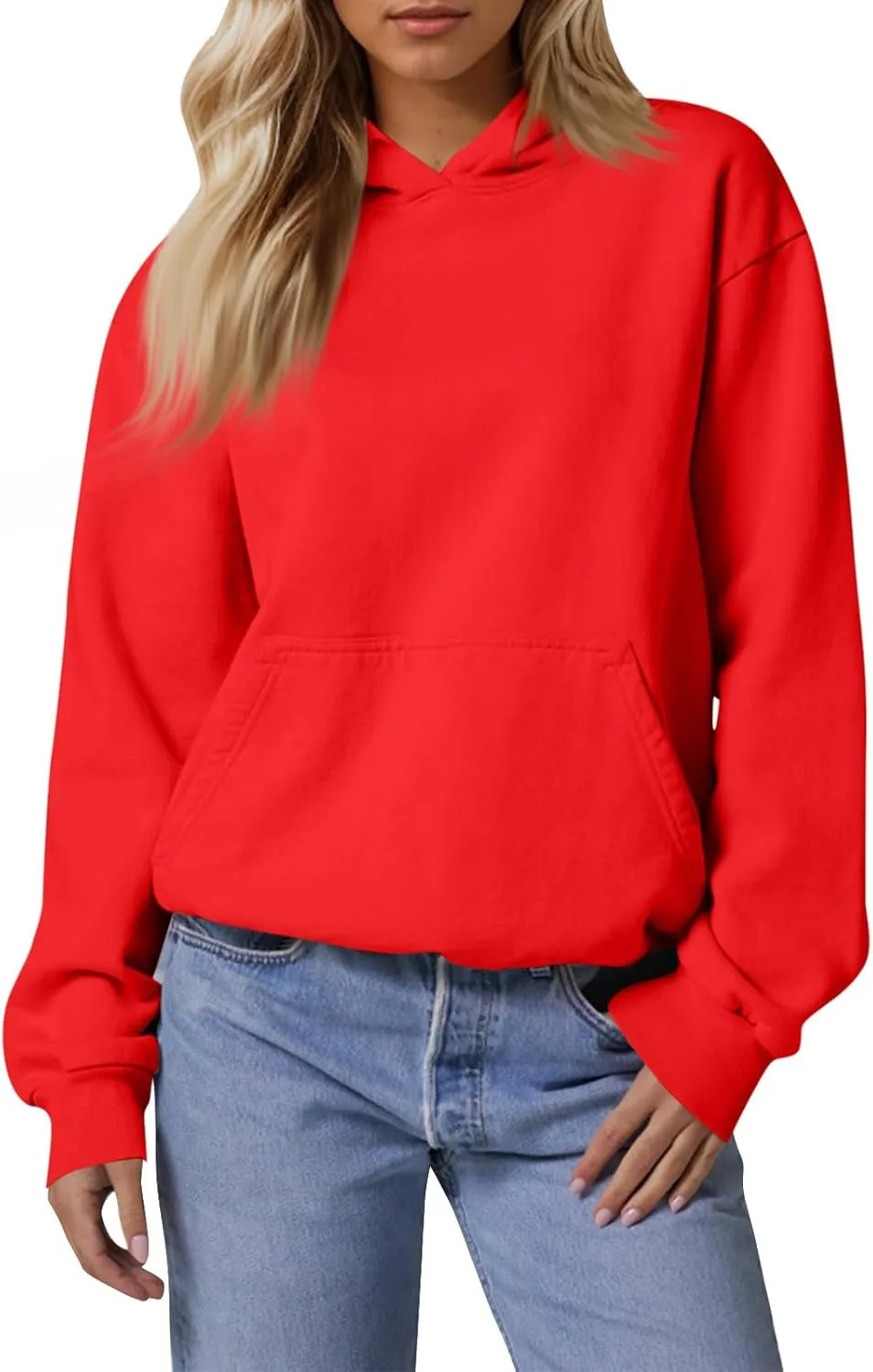 Hoodies for Women Fleece Lined Long Sleeve Hoodies Pullover Loose Fit Casual Hooded Sweatshirt with Pockets Fall Clothes