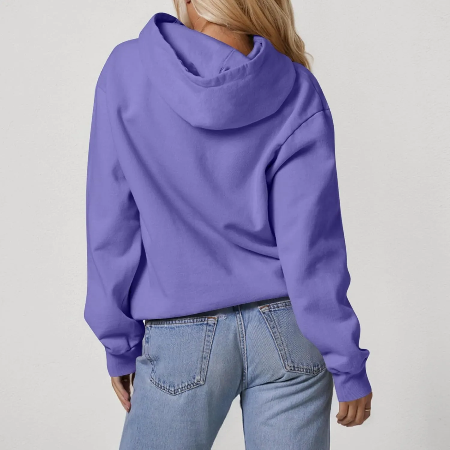 Hoodies for Women Fleece Lined Long Sleeve Hoodies Pullover Loose Fit Casual Hooded Sweatshirt with Pockets Fall Clothes