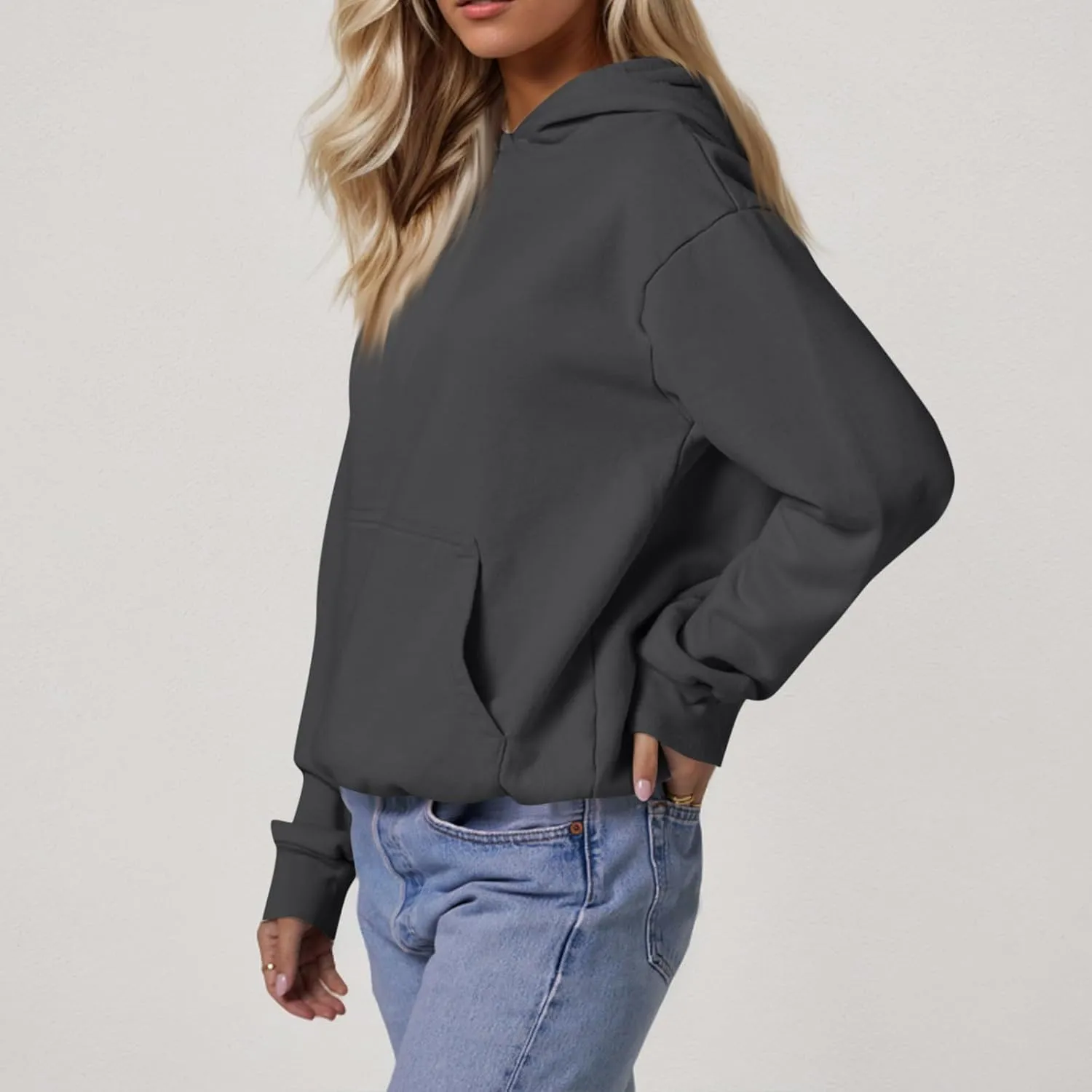 Hoodies for Women Fleece Lined Long Sleeve Hoodies Pullover Loose Fit Casual Hooded Sweatshirt with Pockets Fall Clothes