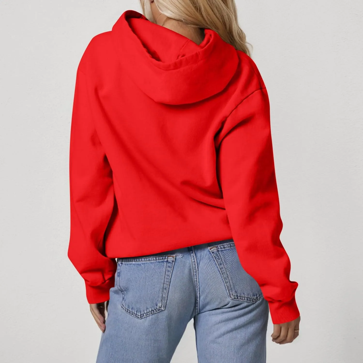 Hoodies for Women Fleece Lined Long Sleeve Hoodies Pullover Loose Fit Casual Hooded Sweatshirt with Pockets Fall Clothes
